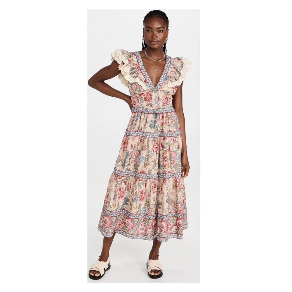 Sea New York Tess Ruffled Floral-print Cotton Midi Dress Size 00